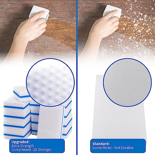Image of Upgrade Melamine Sponge, 25 Pack Extra Thick More Lasting 3X Density Premium Magic Sponge Eraser, Multi Surface Power Scrubber Foam Stain and Mark Removal Cleaning Pads