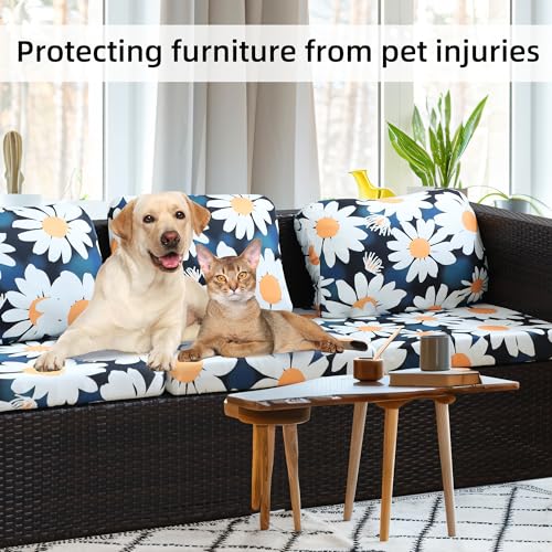 Image of BIETYONE 8Pcs Stretch Patio Cushion Covers,Outdoor Couch Covers Replacement,Outdoor Couch & Sofa Slipcovers,for Patio Furniture Cushion Covers,Washable Reusable urniture Protector(Chrysanthemum,8PCS)