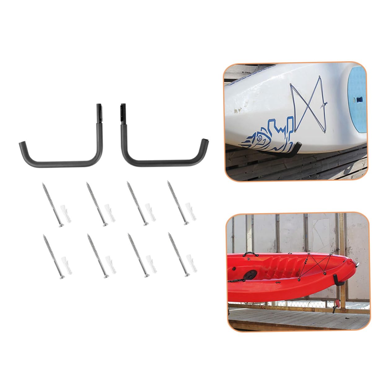 Gogogmee 1set Wall-Mounted Kayak Storage Rack Holders for Home Indoor Use Easy Installation Space-Saving Design for Canoe and Organization