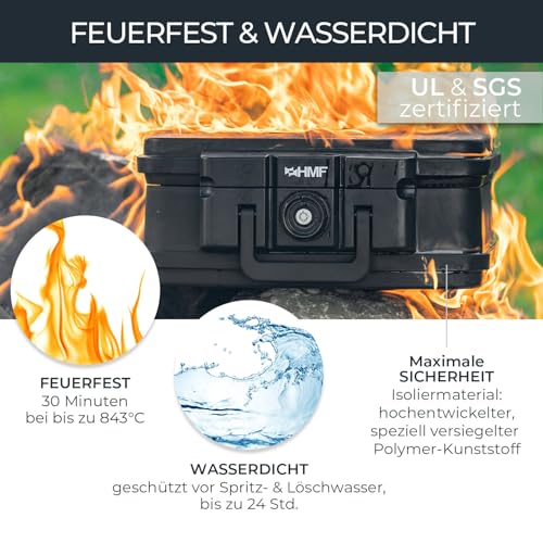 HMF 250452 Feuerfeste Wasserdichte Dokumentenbox | DIN A4 | 44,5 x 16,5 x 33 cm | schwarz - 2