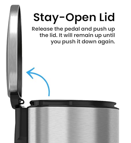 Miniatura 5 de iTouchless SoftStep - Cubo de basura de 13.2 galones con filtro de olor, acero inoxidable de 50 litros, ahorra espacio con pedal para cocina, hogar,