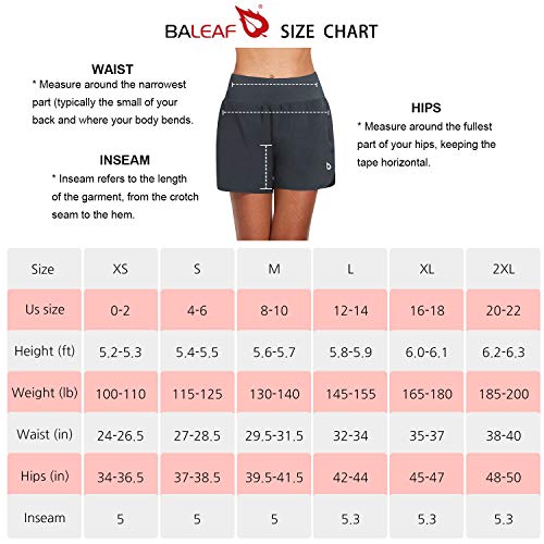 Baleaf Women's 5" Running Shorts With Liner Quick Dry High Waisted Athletic Gym Lined Shorts Workout Zipper Pocket Grey Size L #TOP6