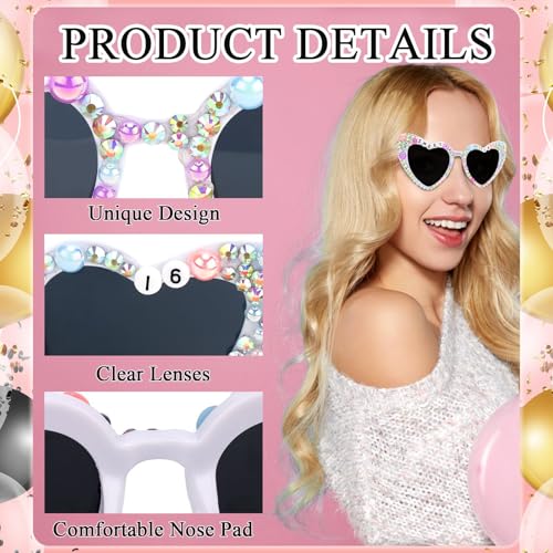 16th Birthday Sunglasses for Sweet Sixteen Birthday Party Decorations for Girls, Sweet 16 Glasses for Bday Dress Outfit Deocr Accessories Gifts4