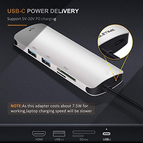 Image of Tobo USB C Hub HDMI Adapter, 6 in 1 Type C Hub Adapter (USB-C 6 in 1)