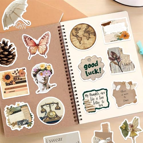 Image of 162Pcs Vintage Scrapbook Stickers, Aesthetic Scrapbook Stickers for Scrapbooking Journaling Junk Journal Scrapbook Supplies Resin Crafts Decorative Art Crafts DIY Crafts(Brown&Vintage162)