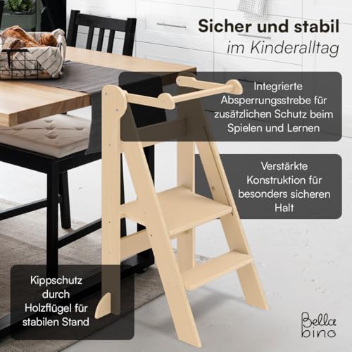 Bellabino Tay Lernturm ab 1 Jahr, Natur, klappbar, höhenverstellbar – Ansicht 6