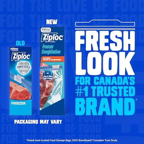 Ziploc Large Food Storage Freezer Slider Bags, Power Shield Technology for More Durability, Freezer and Microwave Safe, 10 Count