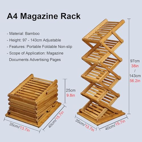 Présentoir à brochures pliable en bambou à 5 compartiments - 2