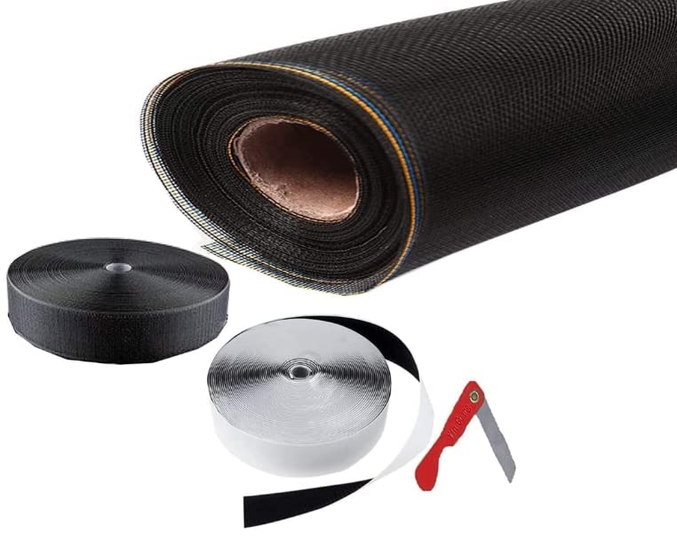 120 GSM Fiber Glass Mosquito net [3 x 2 FT / 90 x 60CM] for Window & Ventilator with Self Adhesive Hook Tape & Non Adhesive Loop Tape (Black)-image-33