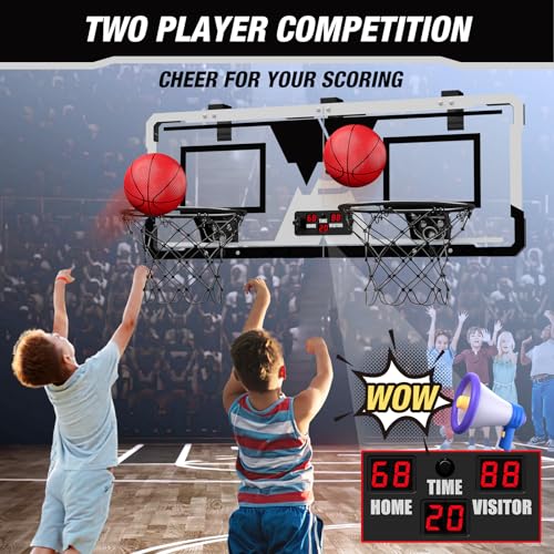 image for HYES 2 Player Basketball Game, Dual Shot Over The Door Mini Basketball