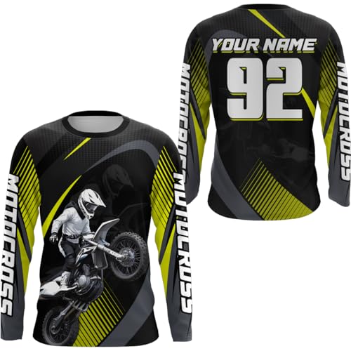Youth Motorcycle Shirt Motocross Racing Jersey UPF30+ MX Racing Dirt Bike Jersey Off-Road Shirt Kid Men Women D79 (US, Alpha, Small, 5X-Large, Regular, Regular, Yellow)