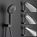 Modern shower faucet set, Rain shower systems with rain shower and handheld, Shower trim kit with rough-in diverter valve, Luxury rainfall shower kit, Shower combo set (Matte Black)