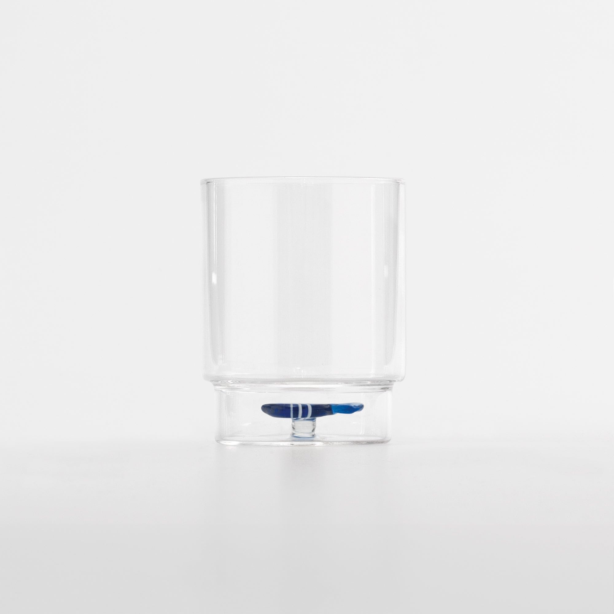 Zafferano Set di 6 bicchieri Tumbler Teca Mare con motivo pesce a globo in vetro borosilicato artigianale trasparente, design impilabile ed ergonomico