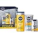 Produktbild NIVEA MEN Power Active Trio Geschenkset, energiespendendes Set für einen aktiven Start in den Tag, Pflegeset mit Duschgel, Waschgel und Gesichtspflege Creme