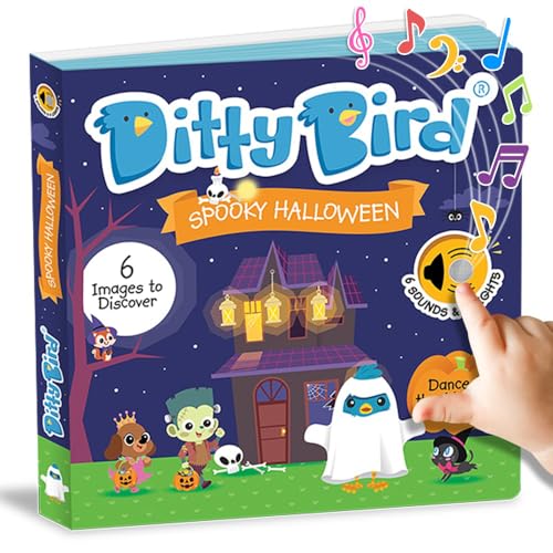 Ditty Bird Musical Books for Toddlers | Spooky Halloween Sound Board Books for Toddlers 1-3 | Interactive Toddler Books with Sounds | Sturdy Baby Sound Book
