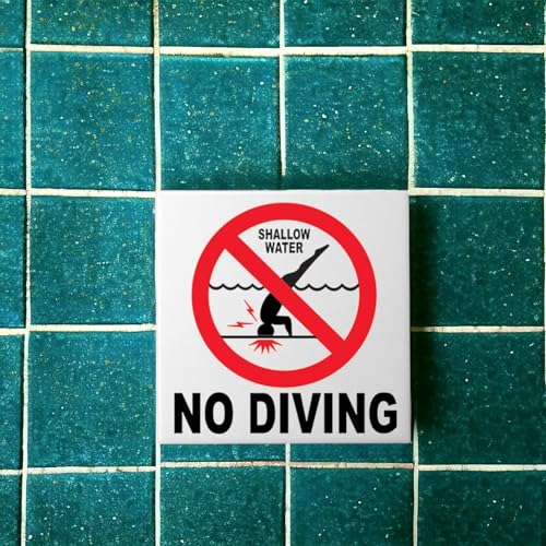 Cartel de seguridad para piscina cerámica 5.8x5.8 pulgadas miniatura 7