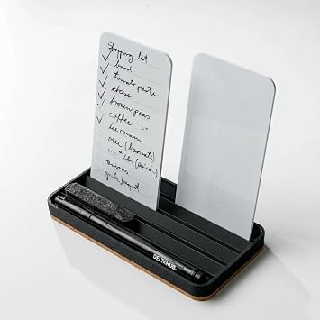 DeltaHub Reusable To-Do List for Desk - Dry Erase Daily Planner with 2 Cards, Marker & Eraser - Minimalist Desktop Organizer for Office, Work from Home - Analog Productivity Tool Black