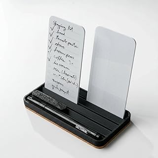 DeltaHub Reusable To-Do List for Desk - Dry Erase Daily Planner with 2 Cards, Marker & Eraser - Minimalist Desktop Organizer for Office, Work from Home - Analog Productivity Tool (Black)