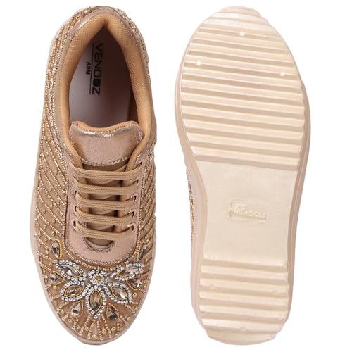 Image of Vendoz Women Wedding Hand Embroidery Bridal Sneakers CNV4031