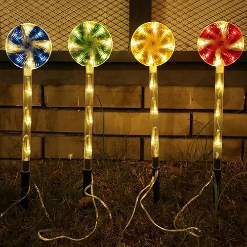 Luces de camino de Navidad con estaca solar de caramelo y LED brillante 7