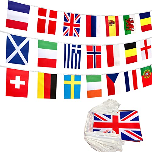 LoveVC Europe European 44 Countries String Flags Banner Set,54 Feet 44 Flags