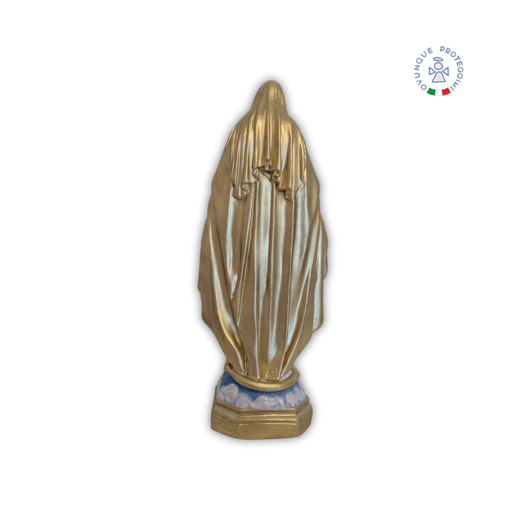OVUNQUE PROTEGGIMI Statua Madonna Immacolata o Miracolosa in Resina, cm 35, Statuetta Madonnina Realizzata e Dipinta a Mano in Italia, dipinta a mano.