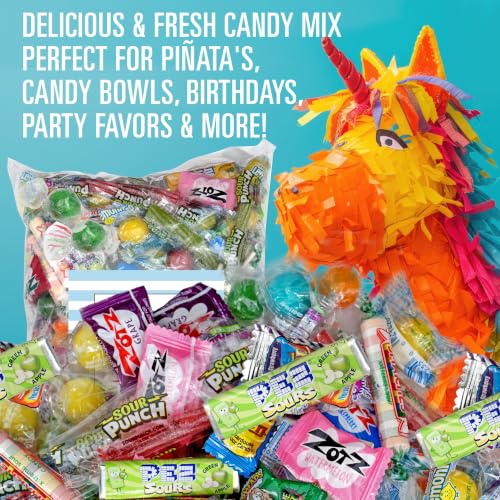 Image of Sour Candy Variety Pack, 2 Pound Sour Candy Mix, Individually Wrapped Bulk Candies, Party Mix Assortment, Pinata Stuffers, Candies For Goodie Bags