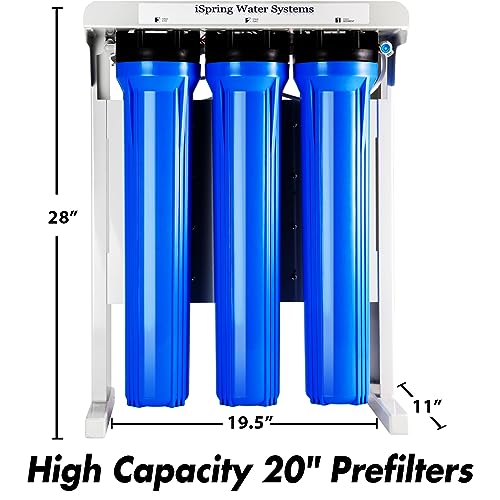 Image of iSpring RCB3P Tankless Reverse Osmosis Filtration System, 300 GPD Under Sink RO System, Reduces TDS, 1.5:1 Pure to Drain, Booster Pump & Pressure Gauge for Residential & Light Commercial Use