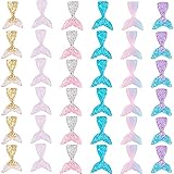 Framendino, 36 Pack Glitter Resin Mermaid Tail Charms Beads Cake Cupcake Toppers for DIY Crafts