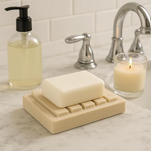 Miniatura 7 de Creative Home Jabonera de mano de mármol de champán natural, bandeja de jabón para baño, encimera de baño, fregadero de cocina, organizador