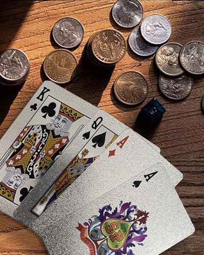 Luxus-Pokerkarten, 54 Karten, silberfarben, wasserfest, holografisches Muster, Premium-Finish – Bild 4