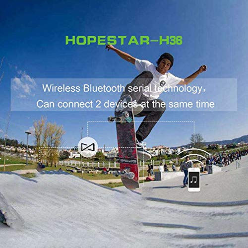HOPESTAR H36 speaker demonstrating connection to two devices simultaneously