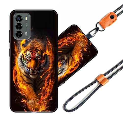 JEZSTHAI Funda Compatible con ZTE Blade V40 Vita Carcasa de Silicona Suave con Correa Colgante Correa de Cuello Cordón para Movil,Anti-Choque Protección Case con Patrón.Patrón*A07