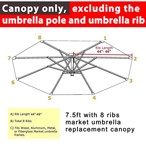 Image of ABCCANOPY 7.5ft Outdoor Umbrella Replacement Top Suit 8 Ribs (dubonnet)