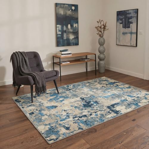 Tapete área moderno 5x7 BEIMO color Dusty Blue/Beige miniatura 1