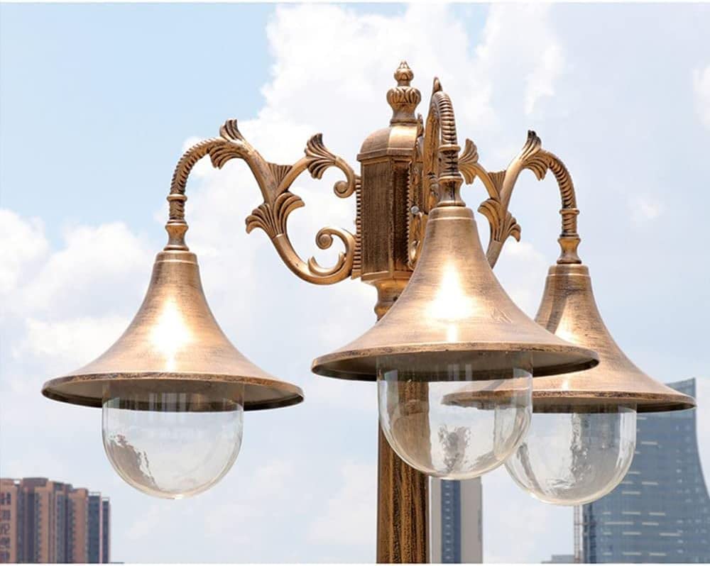 Lampadaire d'extérieur, 170 cm (66,9 po), 3 têtes, en Aluminium, pour allée, Jardin, Porche ou extérieur. Lanterne en Verre.,Bronze-252CM99.2in