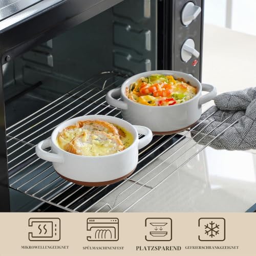 MALACASA 390 ml Auflaufform Klein aus Keramik, 4er Set mit Deckel & Griffen – Ansicht 4