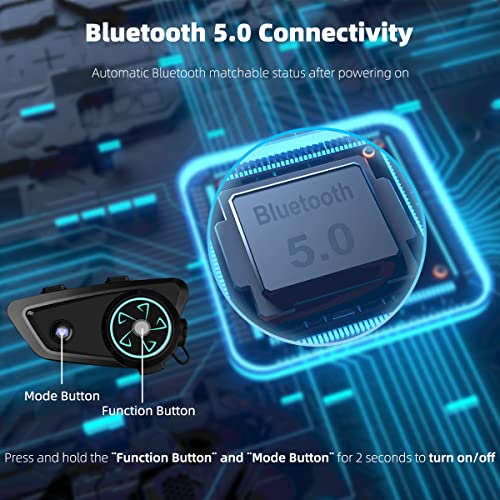 Cofunkool X5 Motorcycle Bluetooth Headset Helmet Intercom Headset With Noise Cancelling Stereo Microphone, Audio Multitasking, Music Sharing, Ipx67 Waterproof, For Full Face Helmet #TOP1