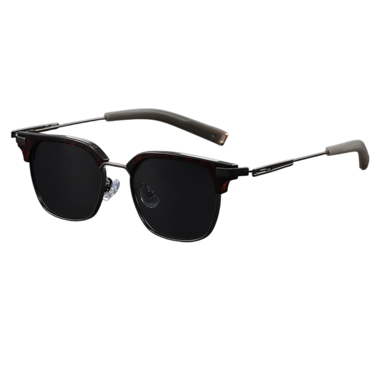 Lunettes de soleil homme demi-bordure unisexe avec verres PC gris