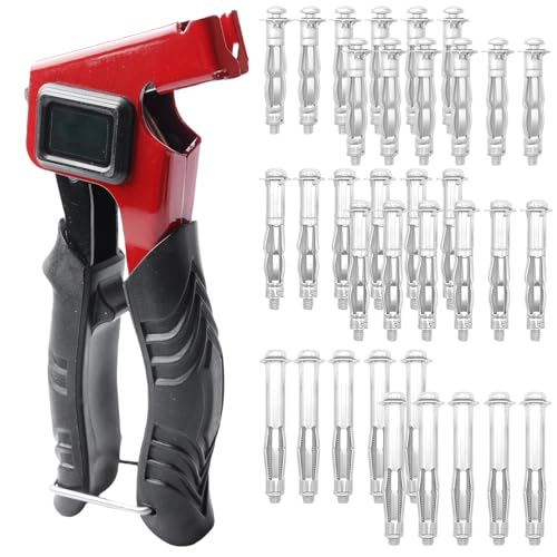 GOEDCH Kit Cheville Molly avec Pince: Jeu de Pinces à Goupilles Creuses avec 34 Vis D'Expansion, Pince D'Installation pour Kit D'Ancrage pour Mur Creux,...