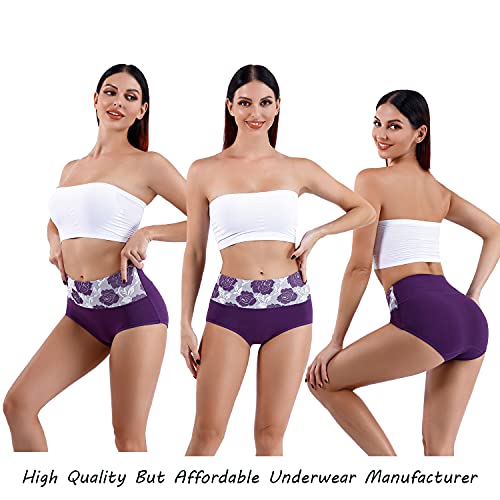 Honzadar Women Underwear Breathable Panties Cotton Tummy Control High Waist Briefs Full Coverage Panty Multipack - Image 3