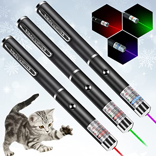Laser Pointer, Laser Pointer Cat Toys for Indoor Cats, 3 Pack Laser Pointer for Cats Dogs Pet Laser Toy Indoor Interactive Chase Cat Toy Lazer Pointer Pen Tease Cat Laser Light for Cats Laser Toys