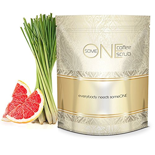 someONE Grapefruit & Lemongrass Anti Cellulite Kona Coffee Body Scrub with Dead Sea Salts - 24oz - All Natural (Grapefruit & Lemongrass Fragrance) Coffee Scrubs Are Great Body Scrubs for Reducing Cellulite and Stretch Marks