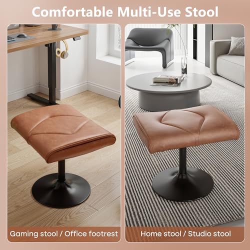 Image of VECELO Foot Rest Under Desk Ottoman, PU Height Adjustable Footrest with Comfort Padding, Leg Rest for Desk for Relieving Leg Pain, Stiffness, and etc, Brown