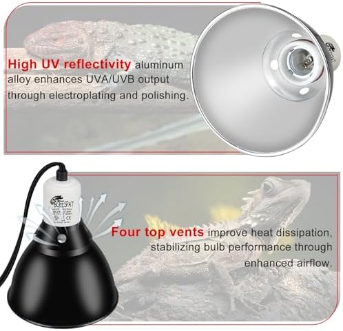Reptile Lamp Bulb Fixture 5.5 Inch Deep Dome with — top-down angle highlighting key features