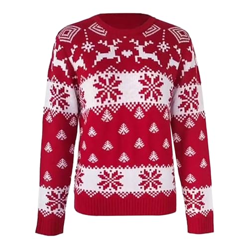 Weihnachtspullover Familie Matching Strickpullover mit Schneeflocken...