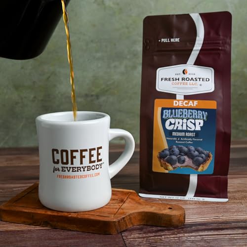 Image of Fresh Roasted Coffee, Decaf Blueberry Crisp Flavored Drip Ground Coffee, Medium Roast, Kosher, 12 oz