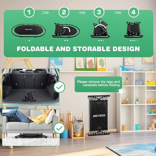 ANCHEER 56" Double Mini Trampoline for Kids, Mini Rebounder with 5-Level Adjustable Handle, Parent-Child Trampoline for Kids, Max Load 220lbs, Fun for Indoor/Outdoor - Image 7