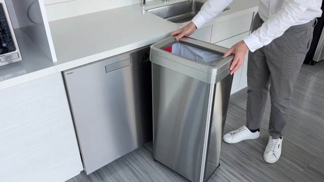 Image of iTouchless 21 Gallon Open Top Kitchen Trash Can Recycling Bin with Wheels and Double Odor Filters Rectangular Commercial Stainless Steel 80 Liter Trashcan Home Office Work Bedroom Livingroom Garage