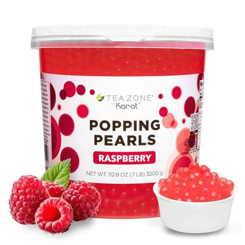 Tea Zone [7 Pounds] Raspberry POPPING PEARLS™ for Boba Tea Beverages, Sweets, Ice Cream Topping | B2063